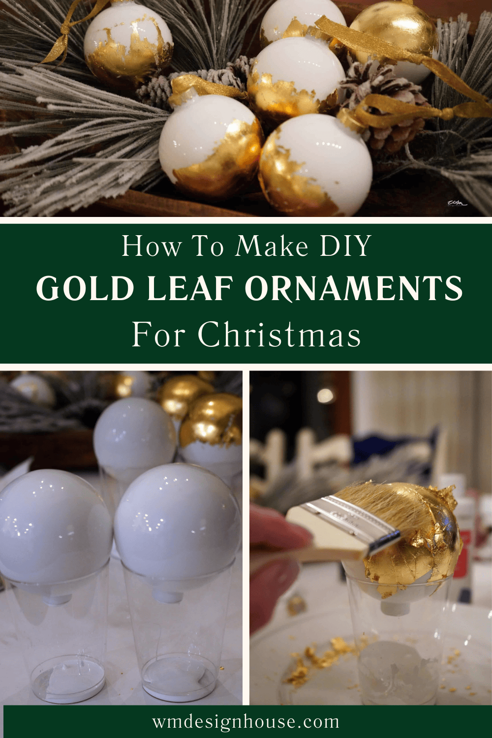 How to make DIY gold leaf ornaments for Christmas 