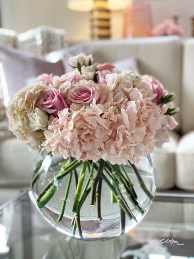 Floral Design Tips for Beginners: How to make a basic fresh flower arrangement with hydrangeas and roses