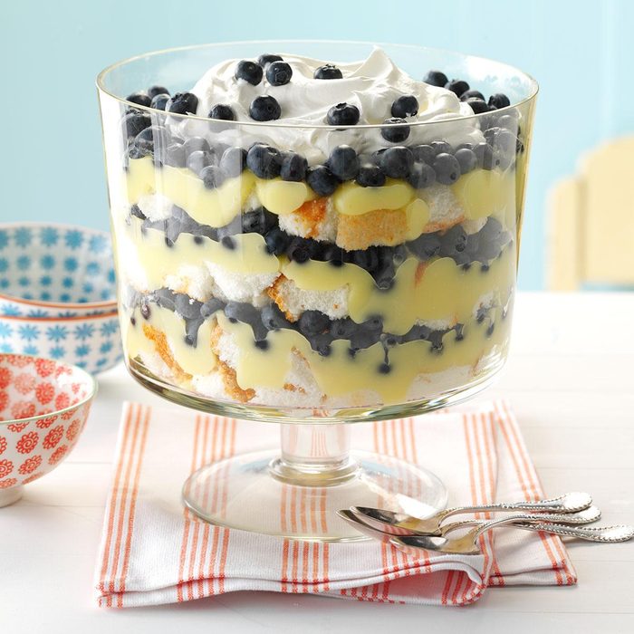 Blueberry lemon angel food cake trifle 