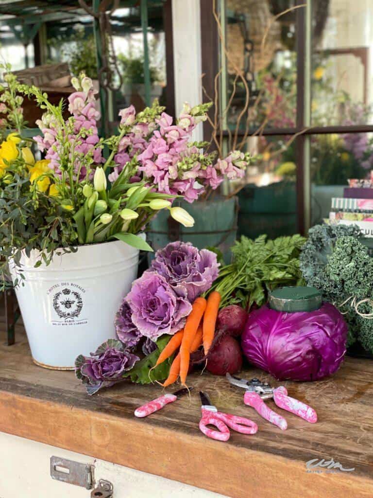 Easter Floral Centerpieces with Vegetables