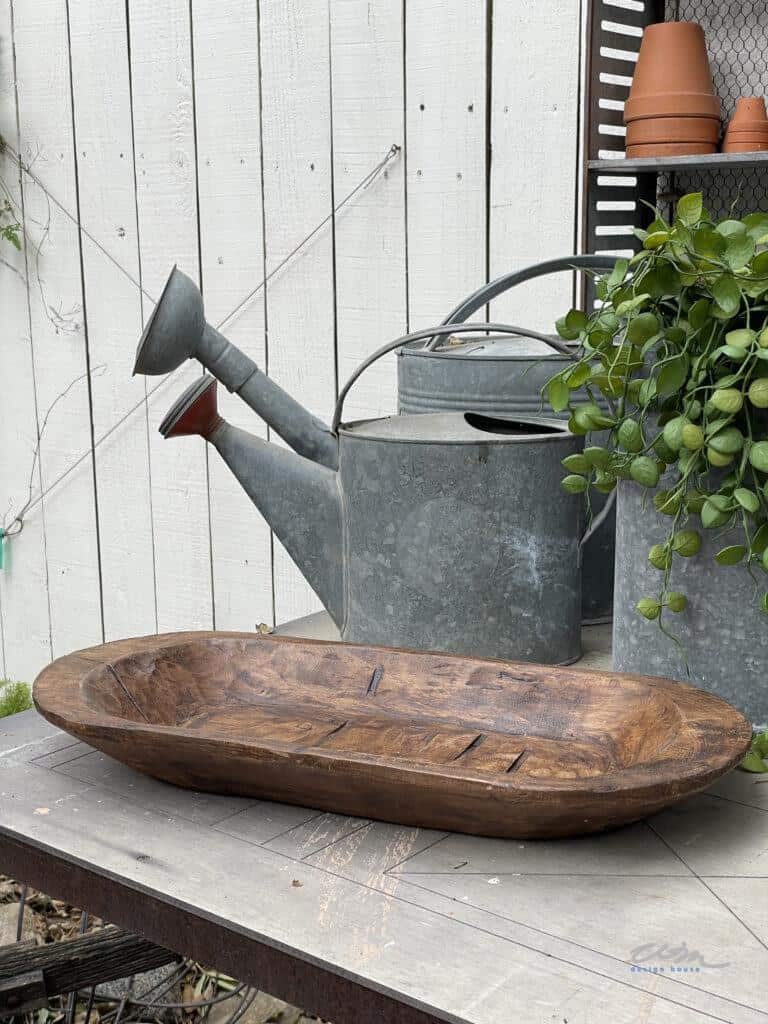 Brown Wood Distressed Large Dough Bowl