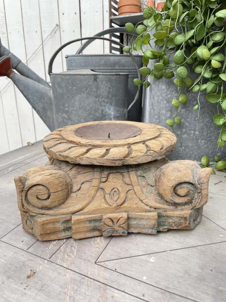 hand carved capital wooden base 