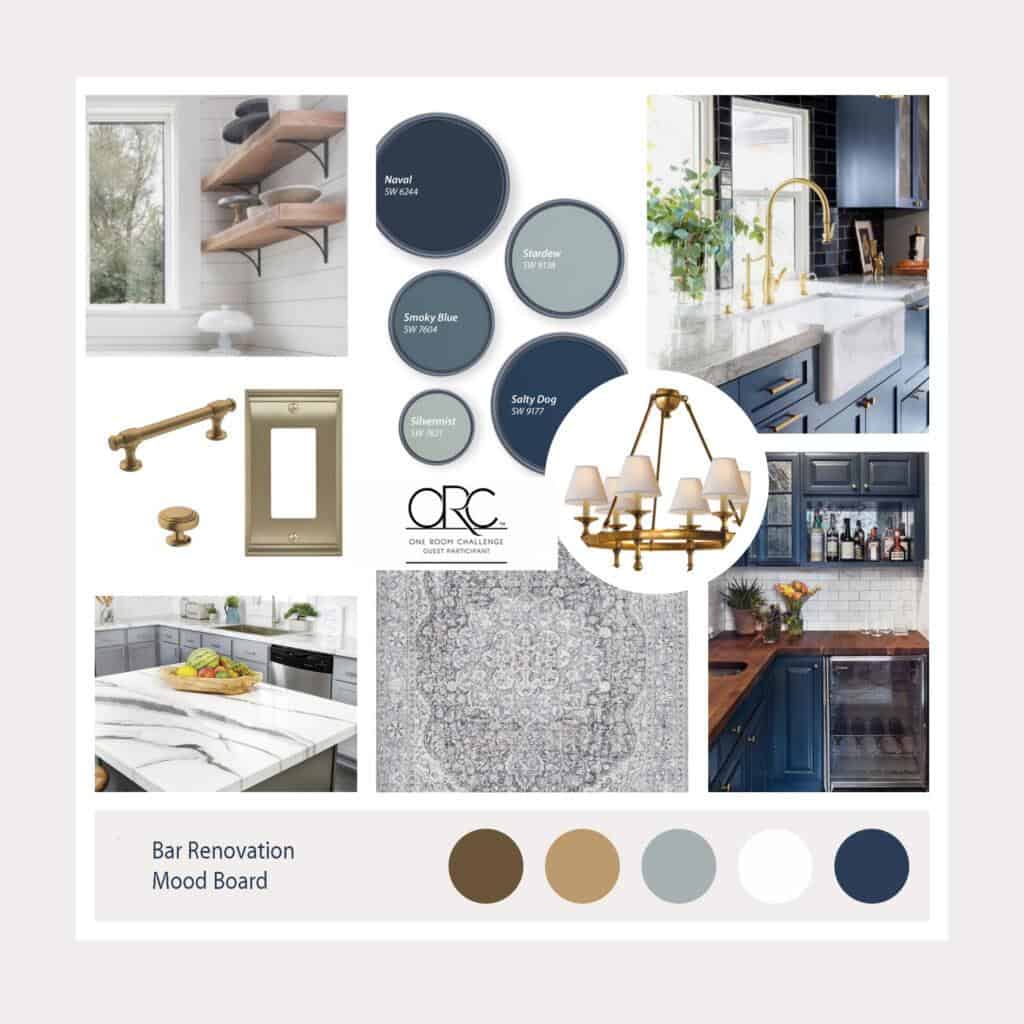 coffee and wine bar renovation mood board for one room challenge
