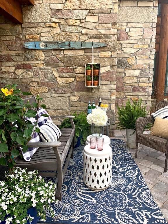 Amazing Porch Design - Summer Porch Decor in Blue and White - White Arrows Home