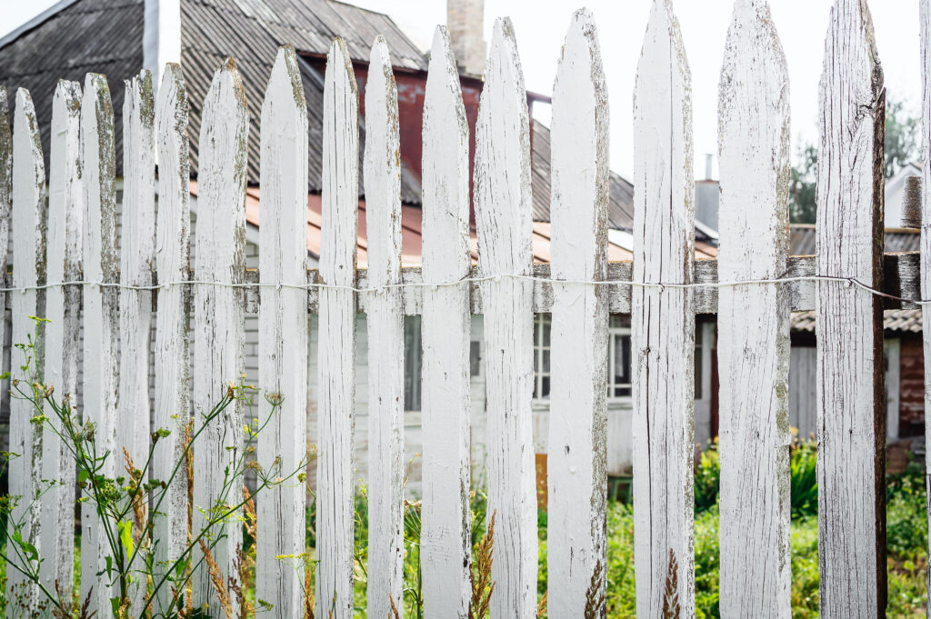 old white picket fence