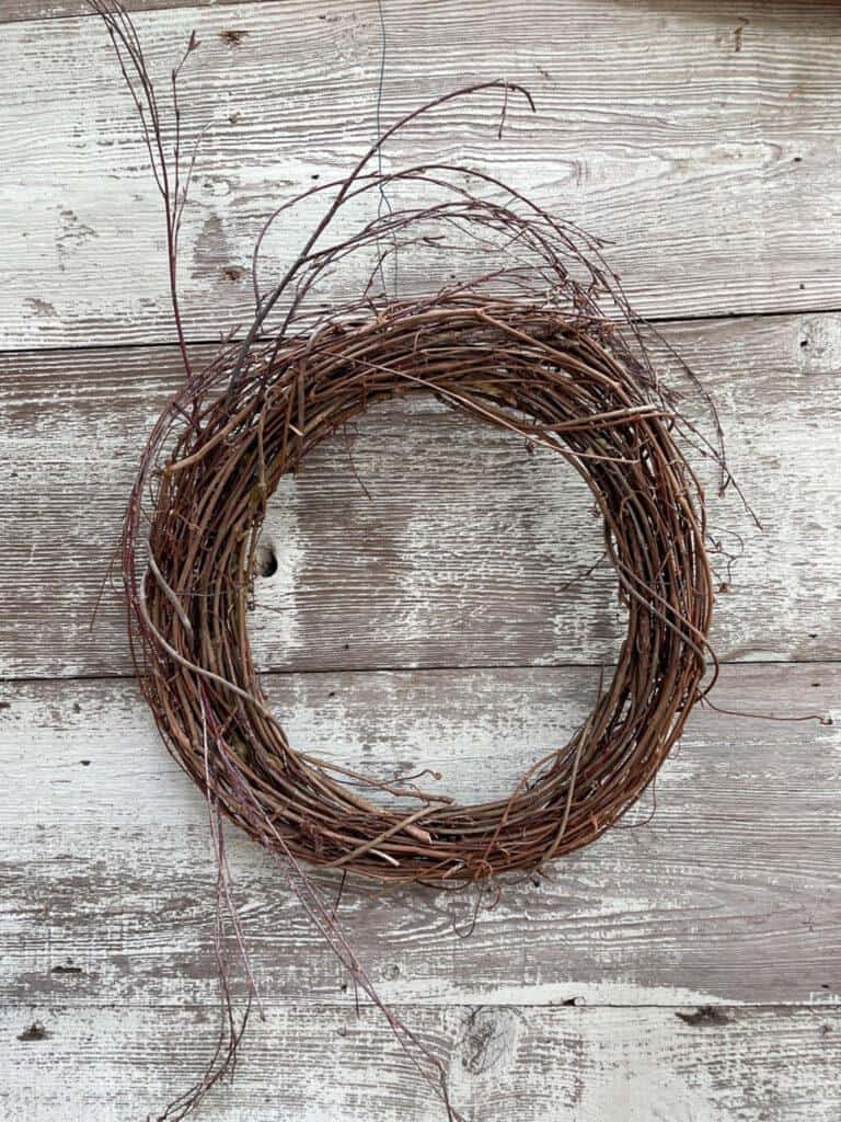 Grapevine wreath with birch branches 