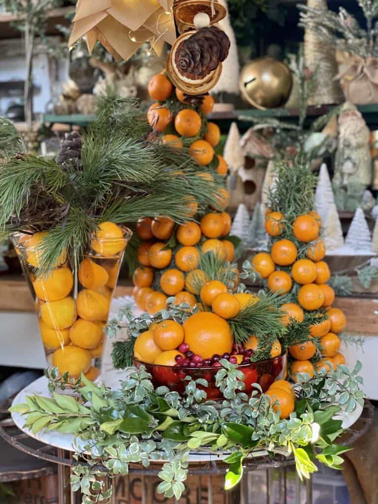 Natural Christmas decorations with oranges 