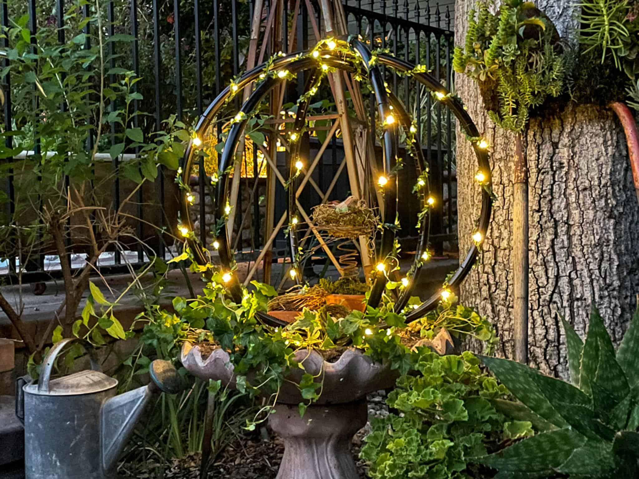 How to Make Lighted Garden Spheres Out of Hula Hoops