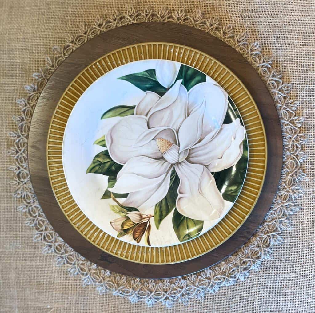 magnolia dishes for fall table