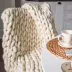 off white chunky knit blanket