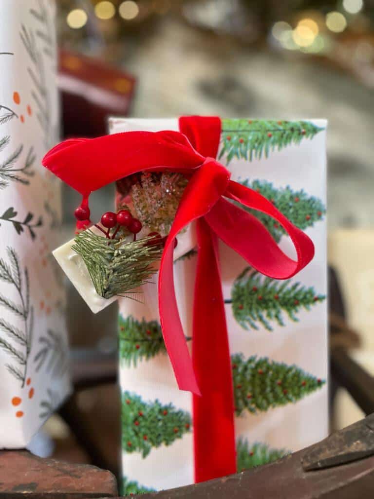 Wax sachet on top of target wrapping paper