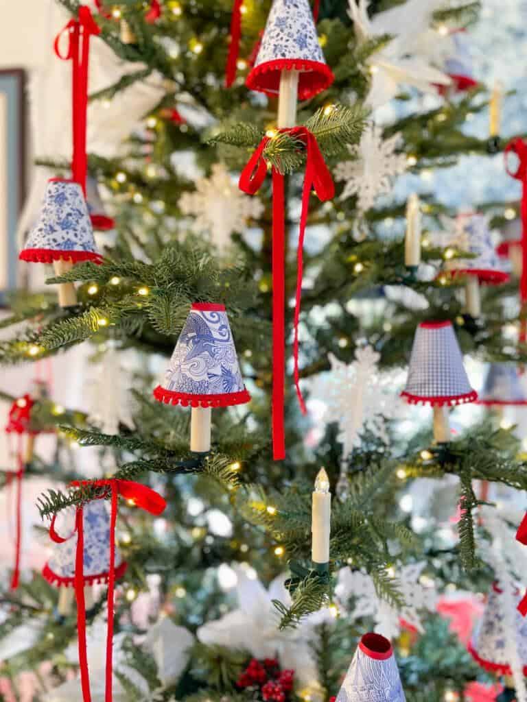 Lampshades on the Christmas tree candles 