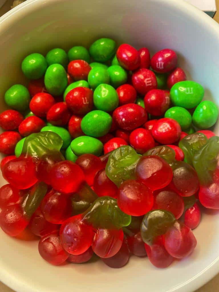 candy options to use when decorating your marshmallow Christmas trees