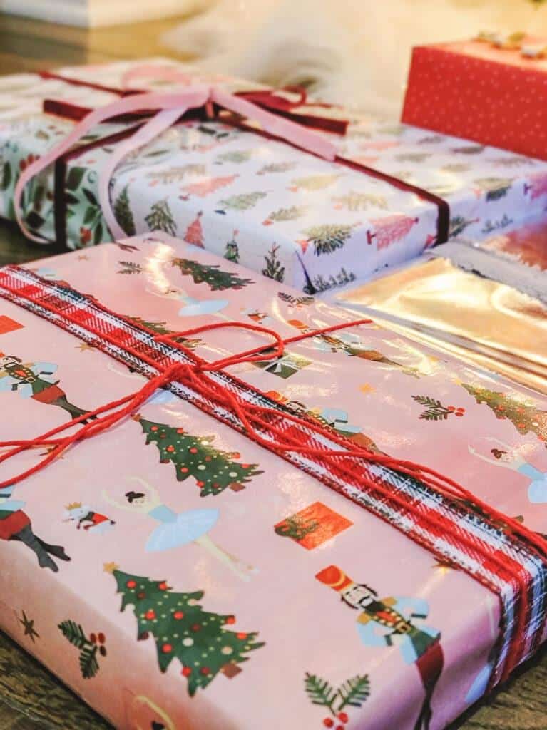 Colorful wrapped Christmas presents 