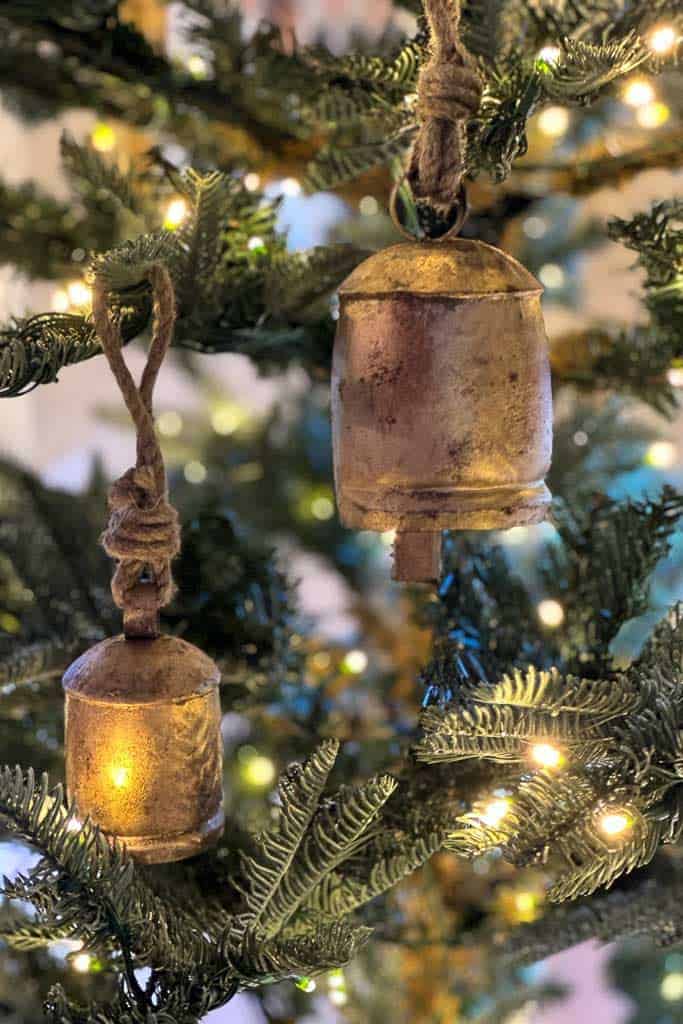 Gold cowbells hanging on the tree