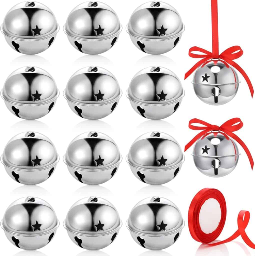 Bell ornaments in silver color. 