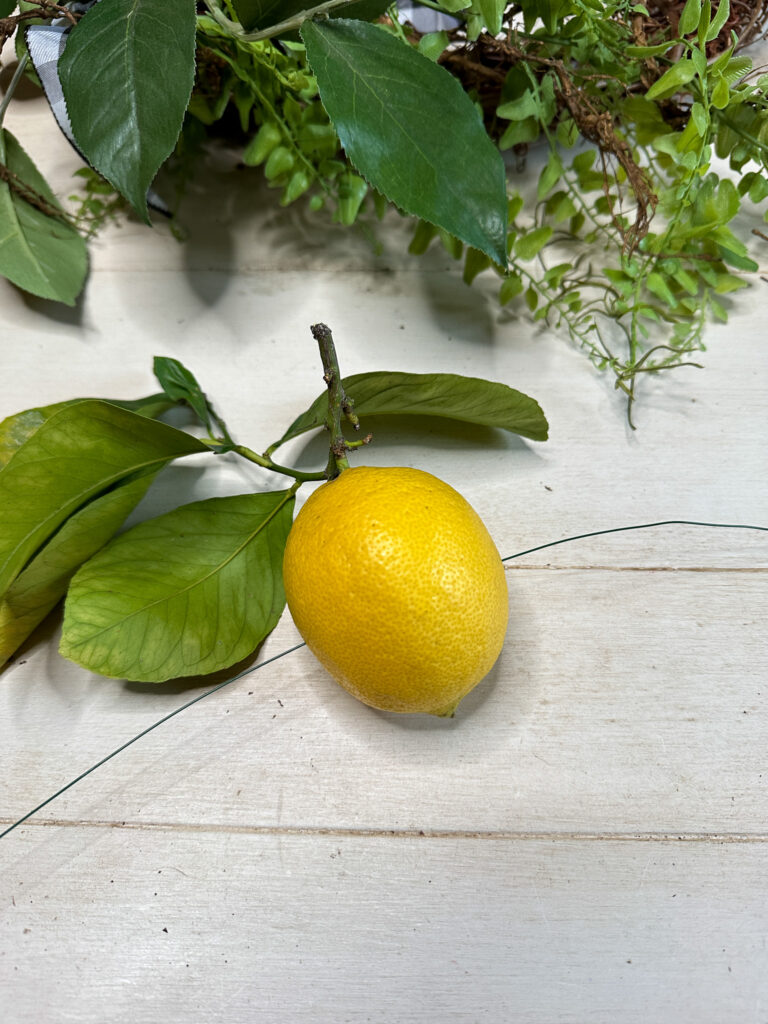 fresh lemon with wire through it 
