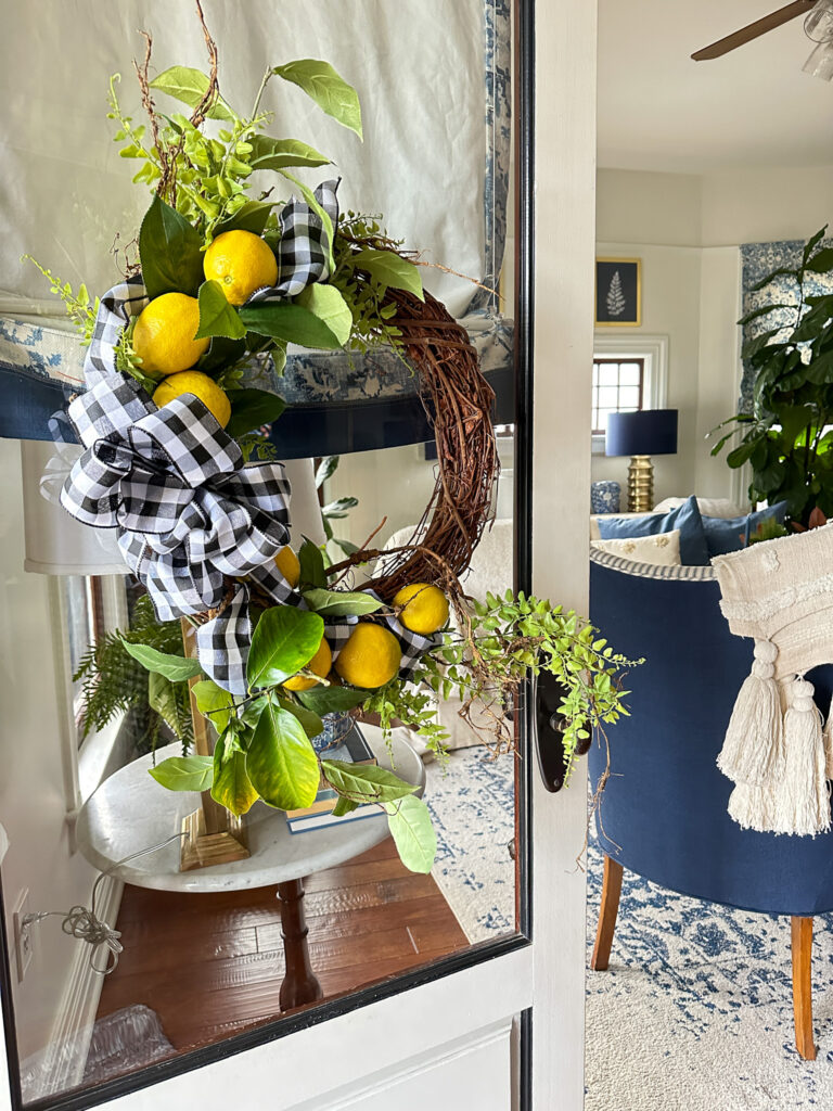 Fresh Lemon wreath on the front door 