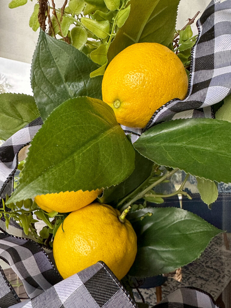 Fresh lemons on fresh lemon wreath 