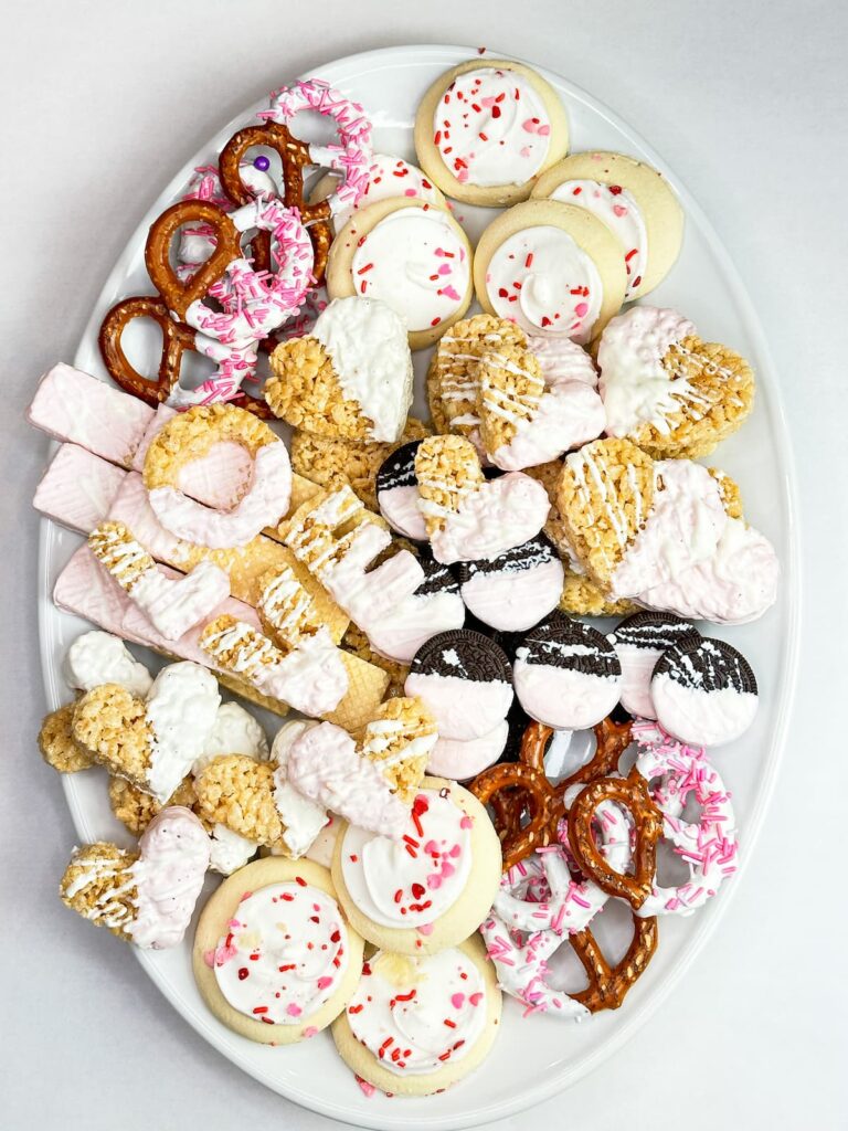 valentine's Day cookies on a tray