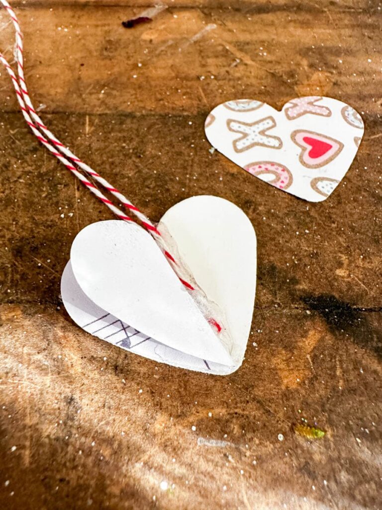 2 Paper hearts glued together to make a 3D heart -Valentine's Day Tree