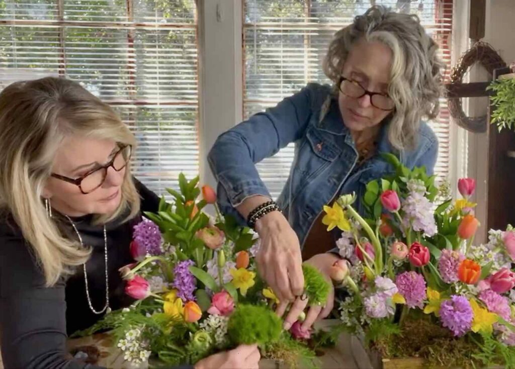 Ladies creating an arrangement 