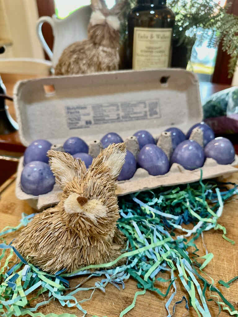 Blue Easter Eggs and rabbit 