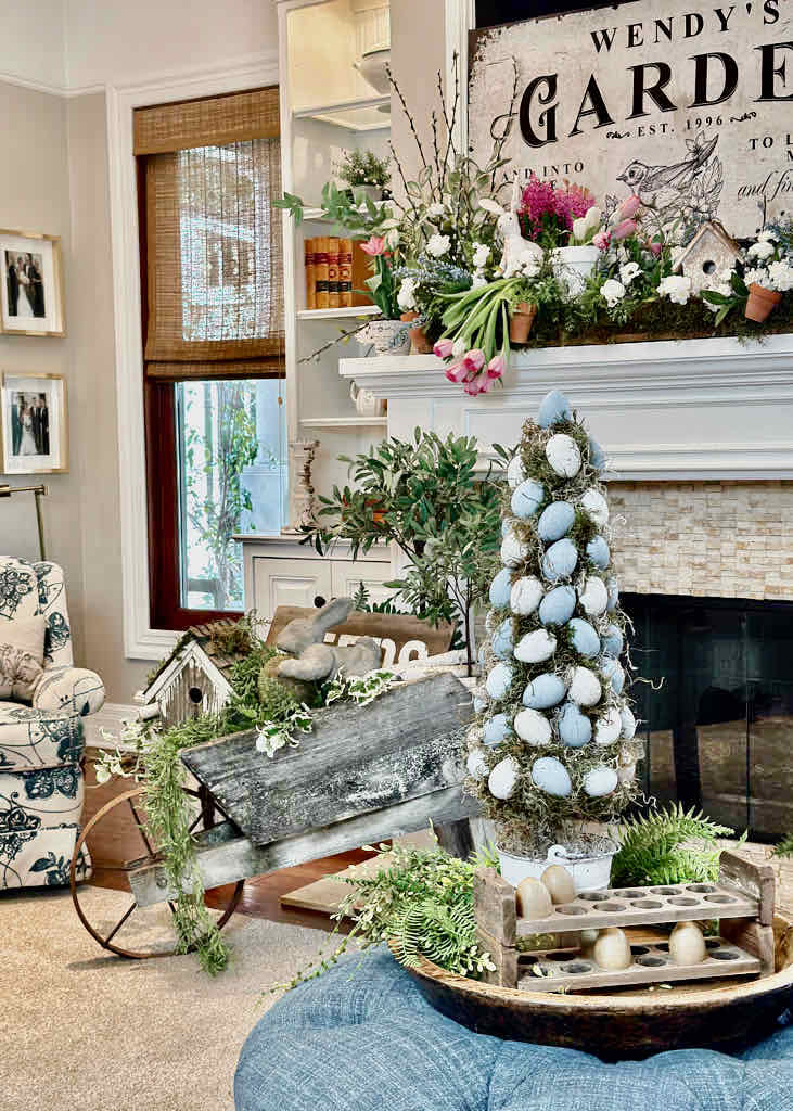 spring mantel ideas in the family room 