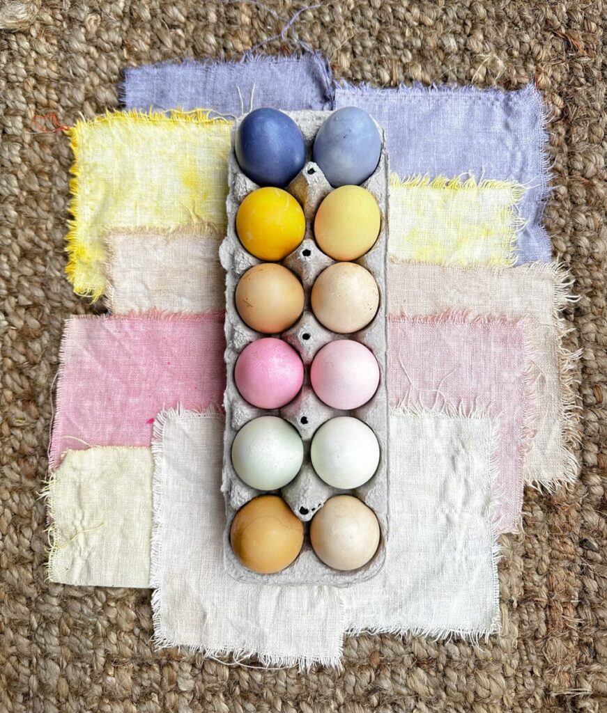 natural dyed fabric and Eater eggs- how to make natural dye