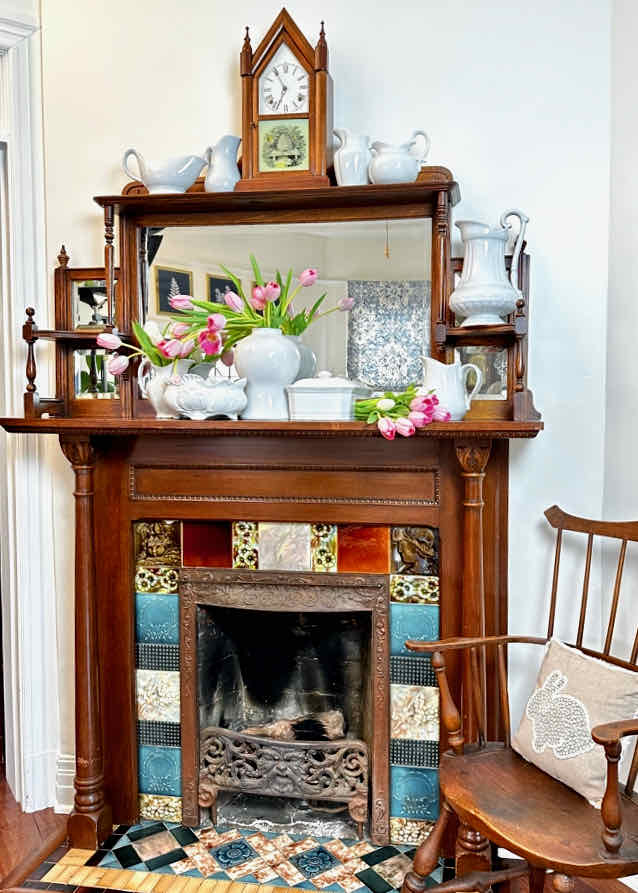 Spring Mantel ideas with fresh flowers