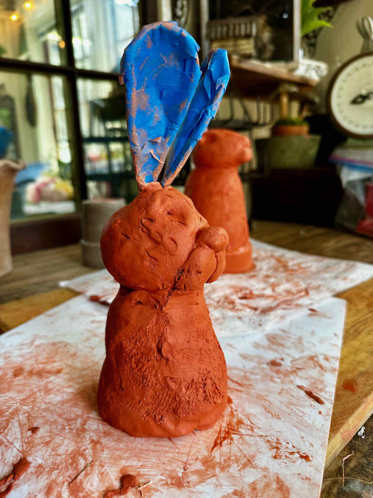 DIY Red Clay Easter RAbbit made by an 8 year old girl. 