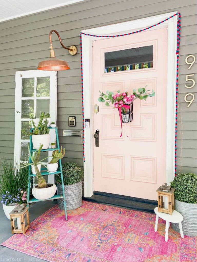 pink front door by tatertots and jello