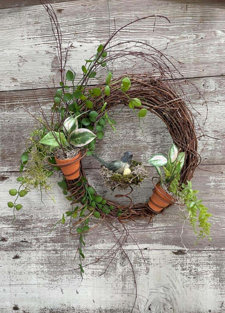 Spring wreath on door or wall 