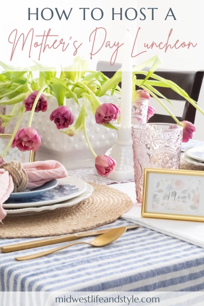beautiful table set in blue and pink for mothers day 