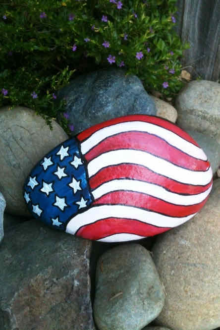 Memorial Day Party Ideas- craft ideas- painted rock to look like an American flag