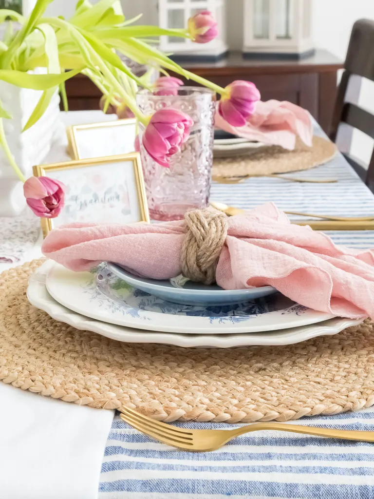 Mothers day tablescape with tulips 