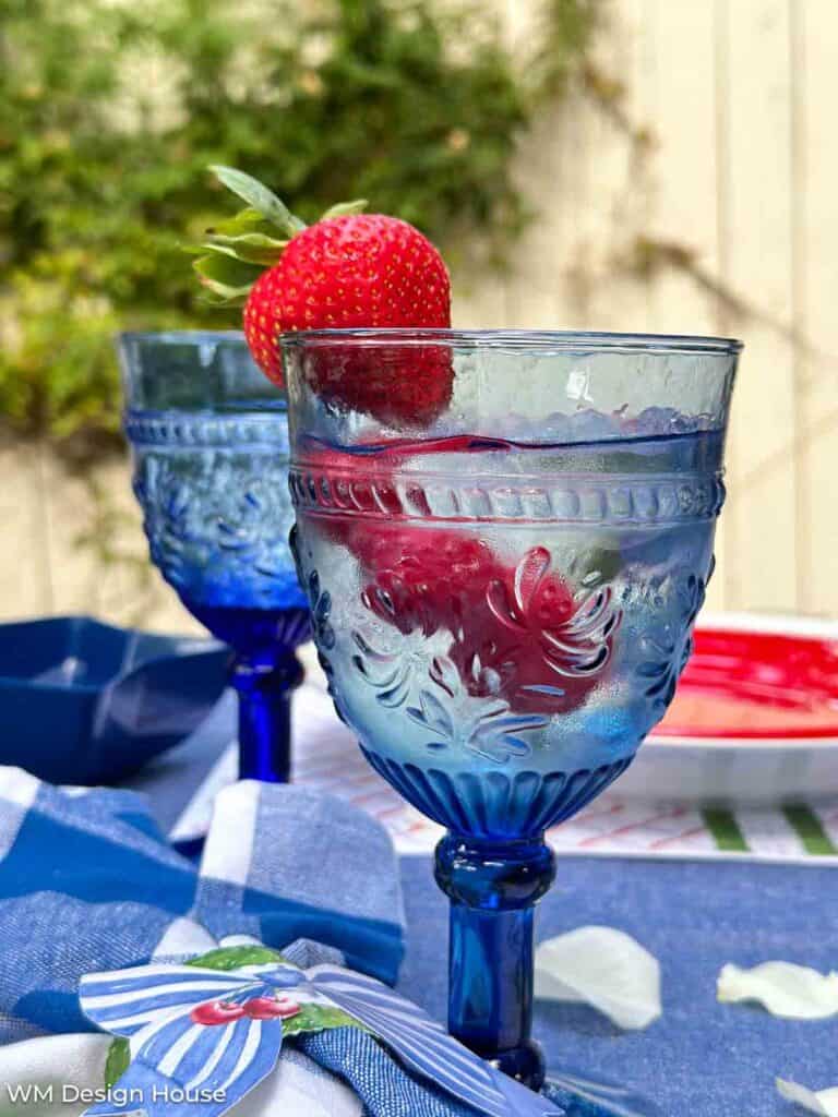 Glassware with a strawberry