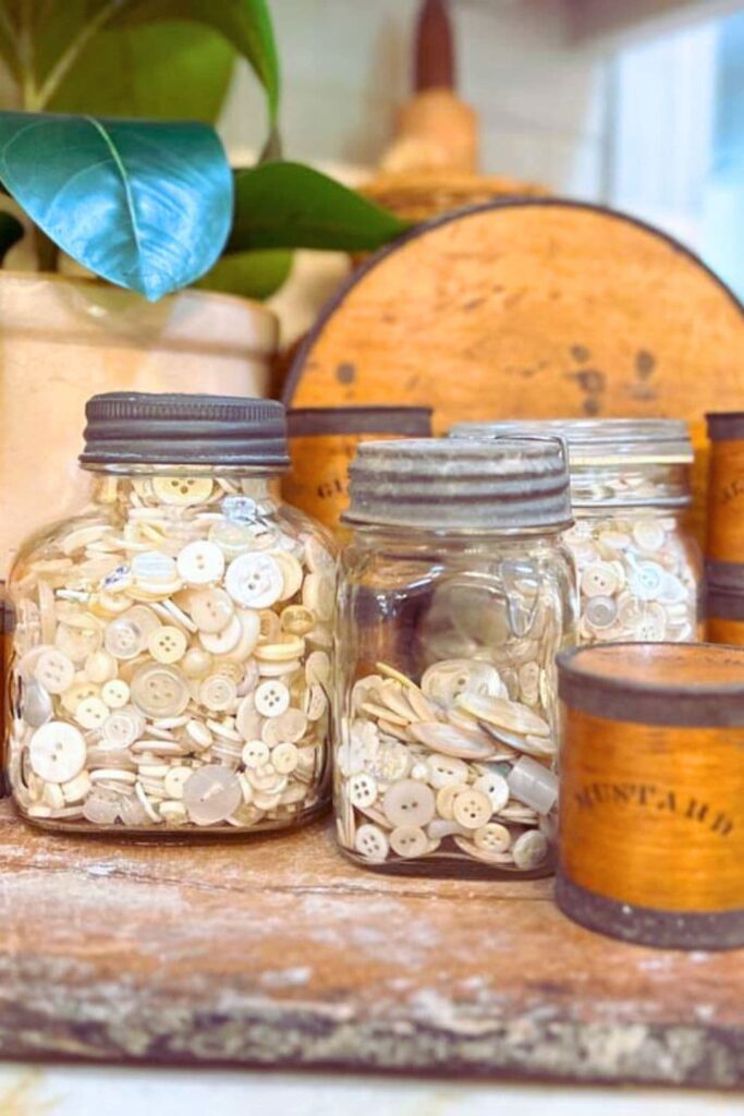 buttons in apothecary jars