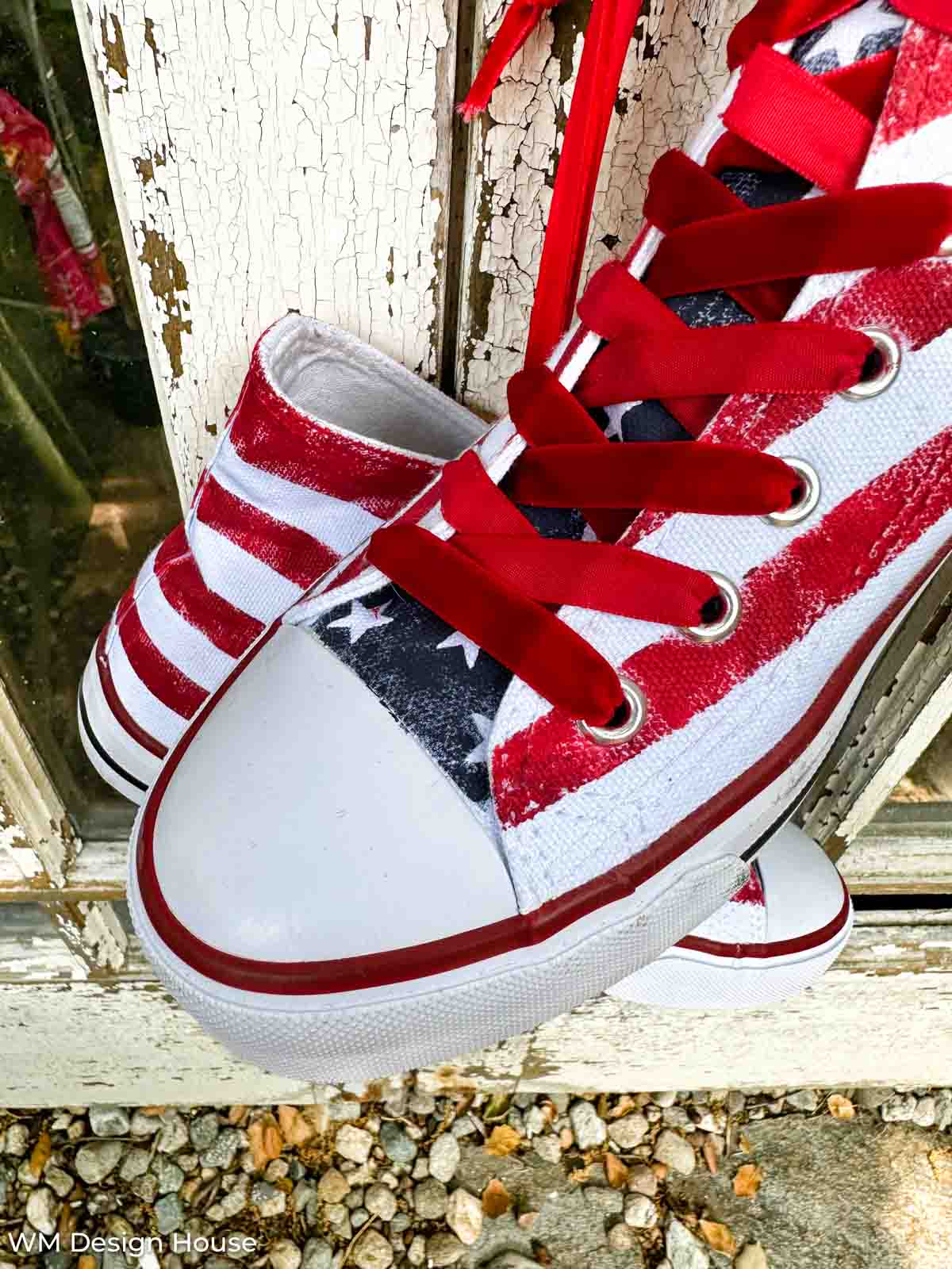 How To Paint Canvas Shoes With An Easy Patriotic Theme   Canvas Shoes 4th O FJUly 71 