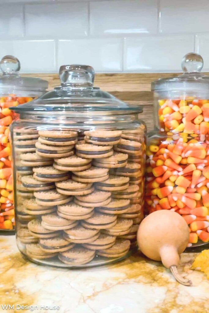 fall cookies in apothecary jars