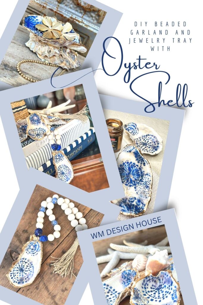 How to Make a Beautiful Wood Beaded Garland with Oyster Shell-- Pinterest Pin 