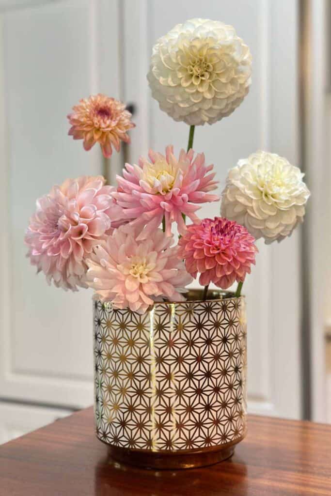Simple pastel dahlia flower arrangment