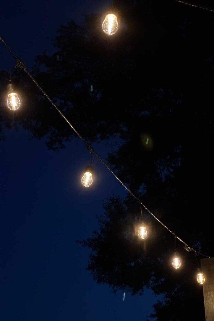 outdoor string lights in the backyard
