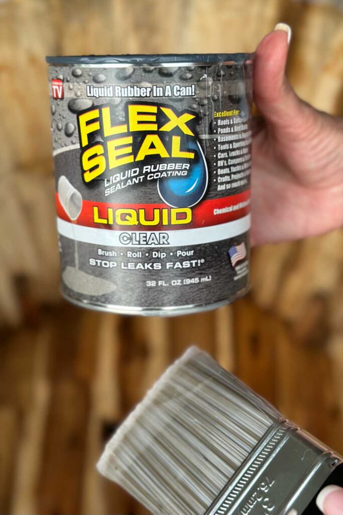 Flex seal- the perfect water proof barrier to paint the wine barrel with on the inside. 