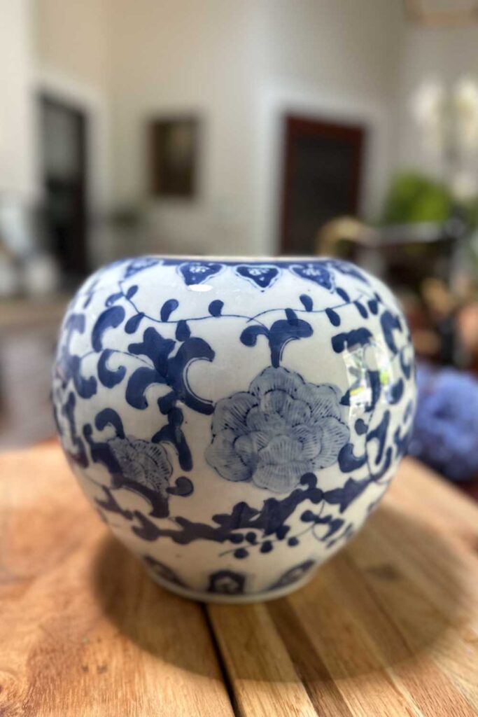 Hydrangea floral arrangements- blue and white large vase 