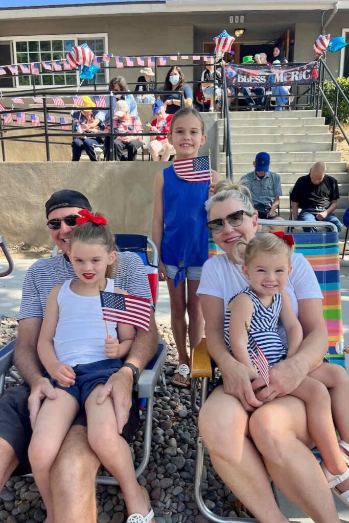 Grandparents with grandkids at the 4th of July Parade
