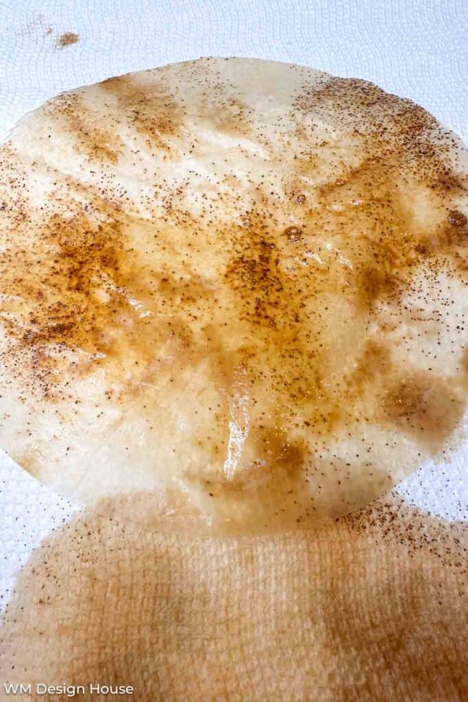 Coffee filter with sprinkled instant coffee