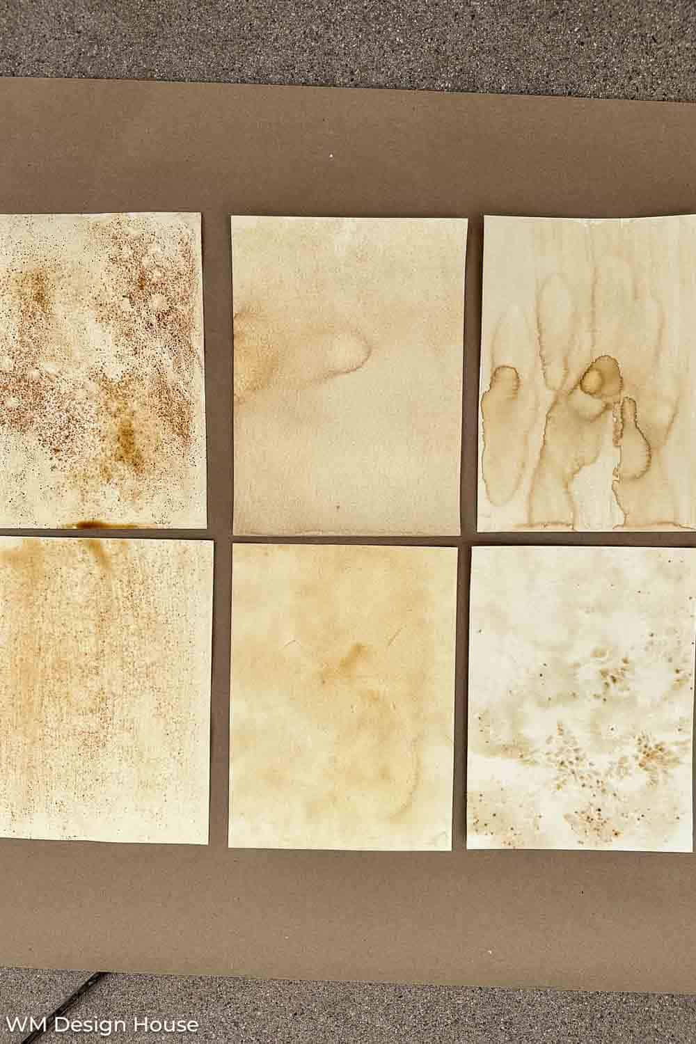 Coffee stained paper  to make leaves for a fall garland 