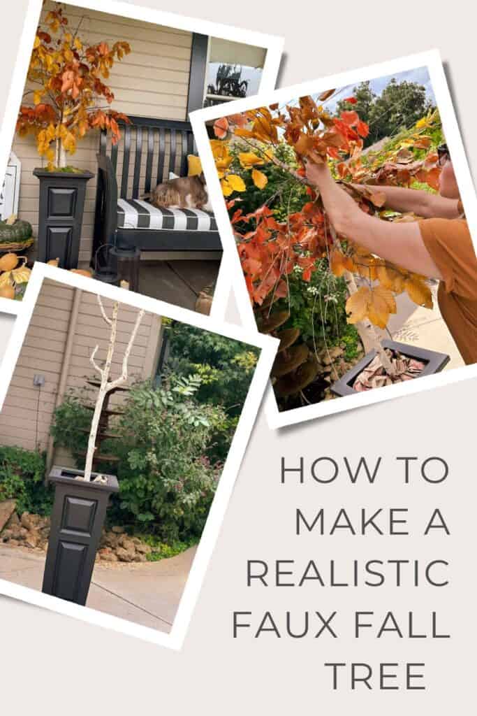 Pinterest Pin for faux fall tree 