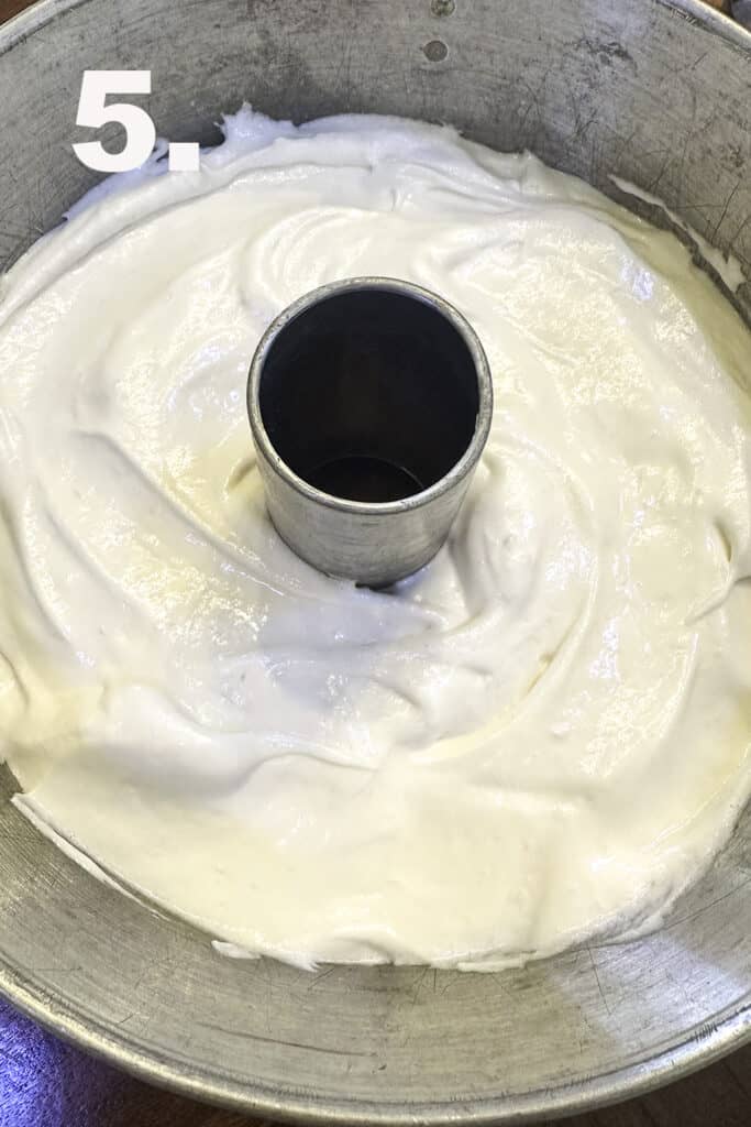Angle food cake batter in pan
